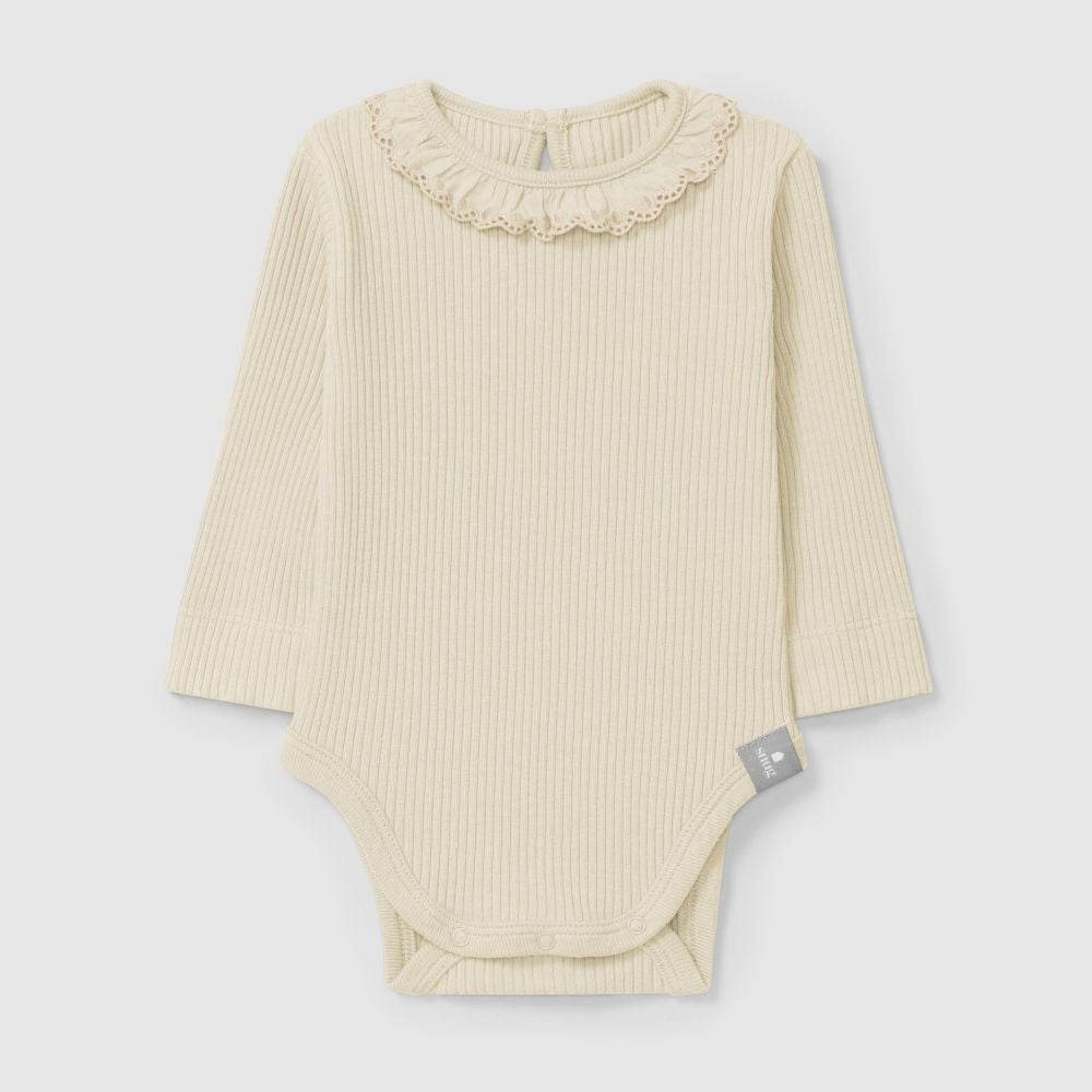 Body em malha canelada com gola de folho - Snug