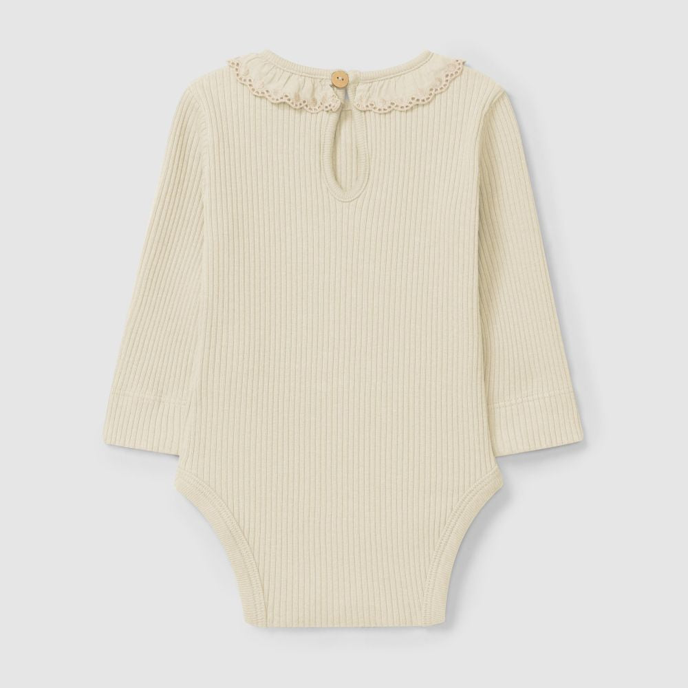 Body em malha canelada com gola de folho - Snug