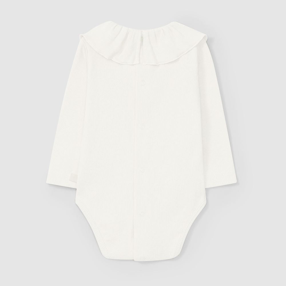 Body gola de folho em malha canelada - Laranjinha