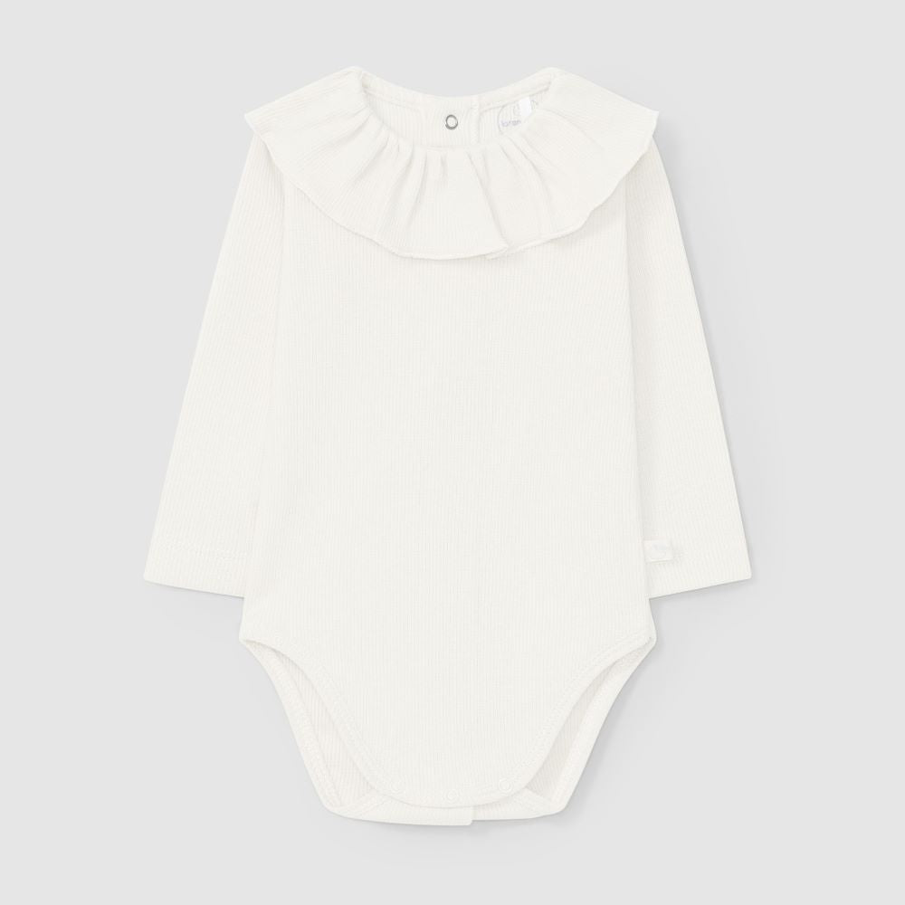 Body gola de folho em malha canelada - Laranjinha