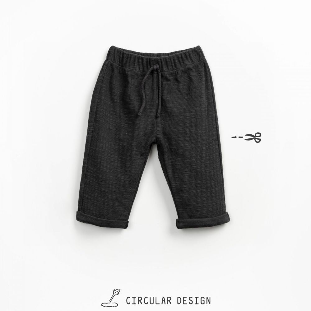 Calça preta de malha com cordão decorativo - Play Up