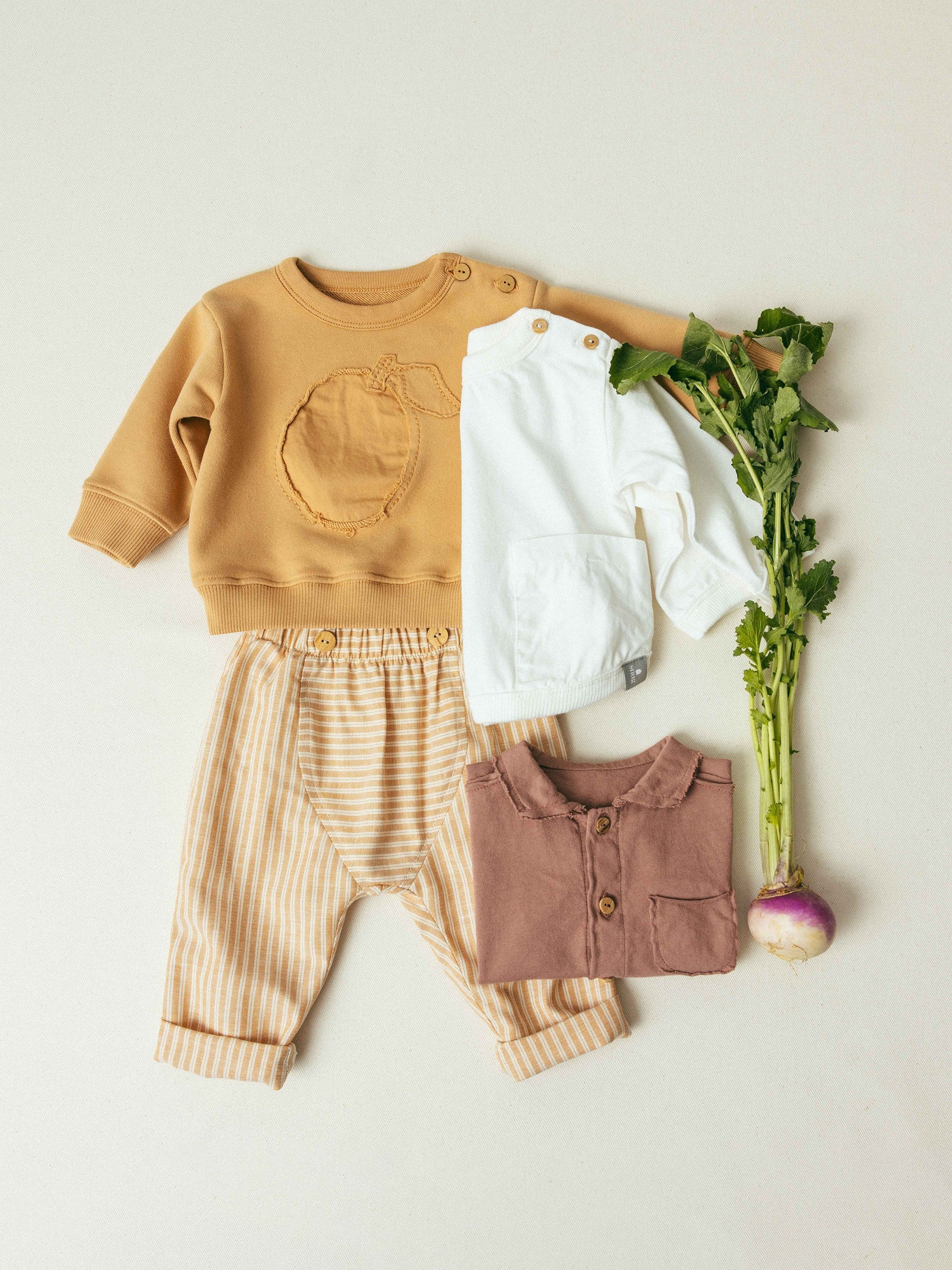 Calças pull-up em tecido de riscas - Snug