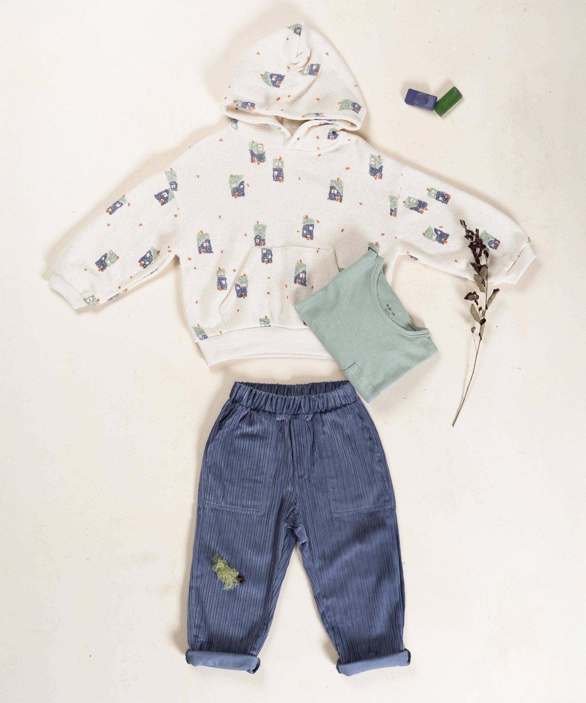 Calças bombazine com cintura ajustável - Play Up