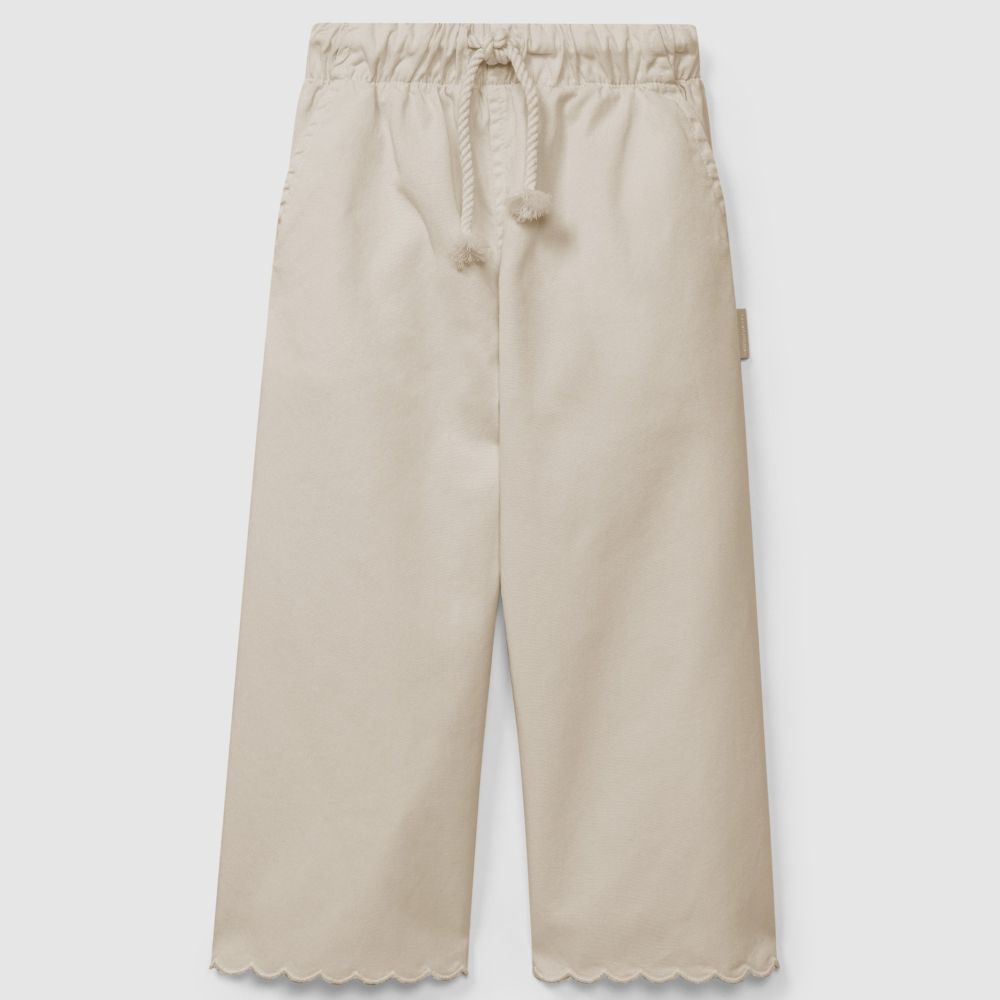 Calças de sarja wide leg lisas - Laranjinha