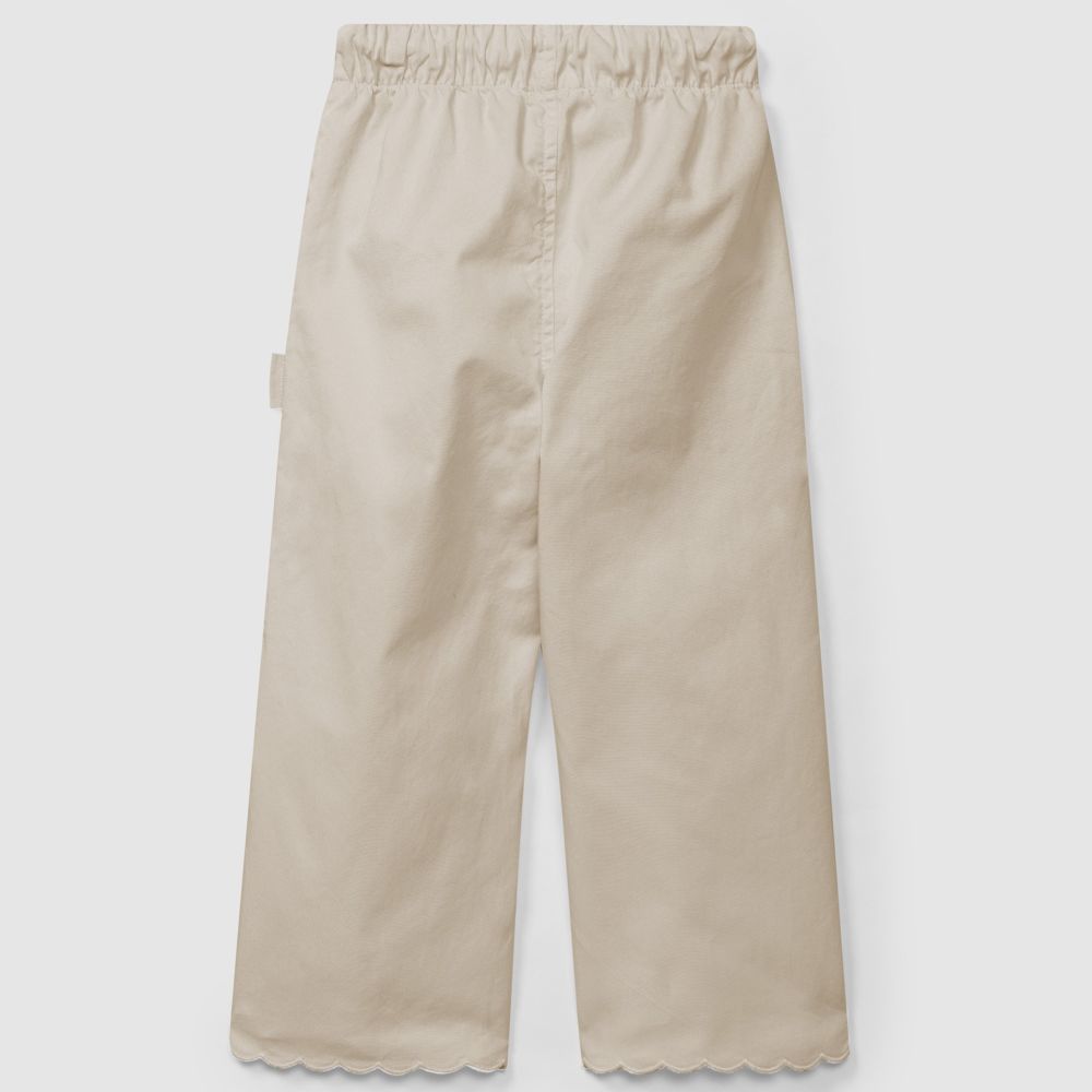 Calças de sarja wide leg lisas - Laranjinha