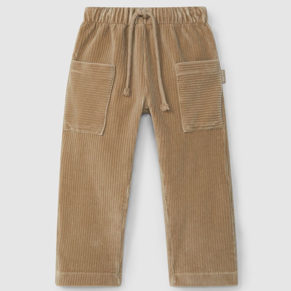 Calças em tecido tipo bombazine com bolsos - Laranjinha