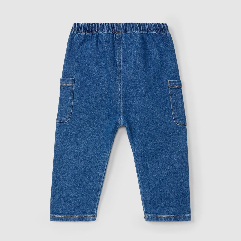 Calças pull-up de ganga com bolsos - Laranjinha