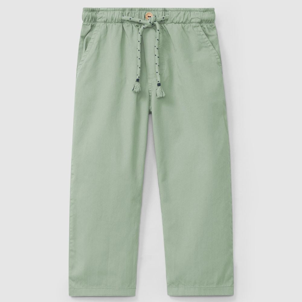 Calças pull-up lisas em sarja - Laranjinha