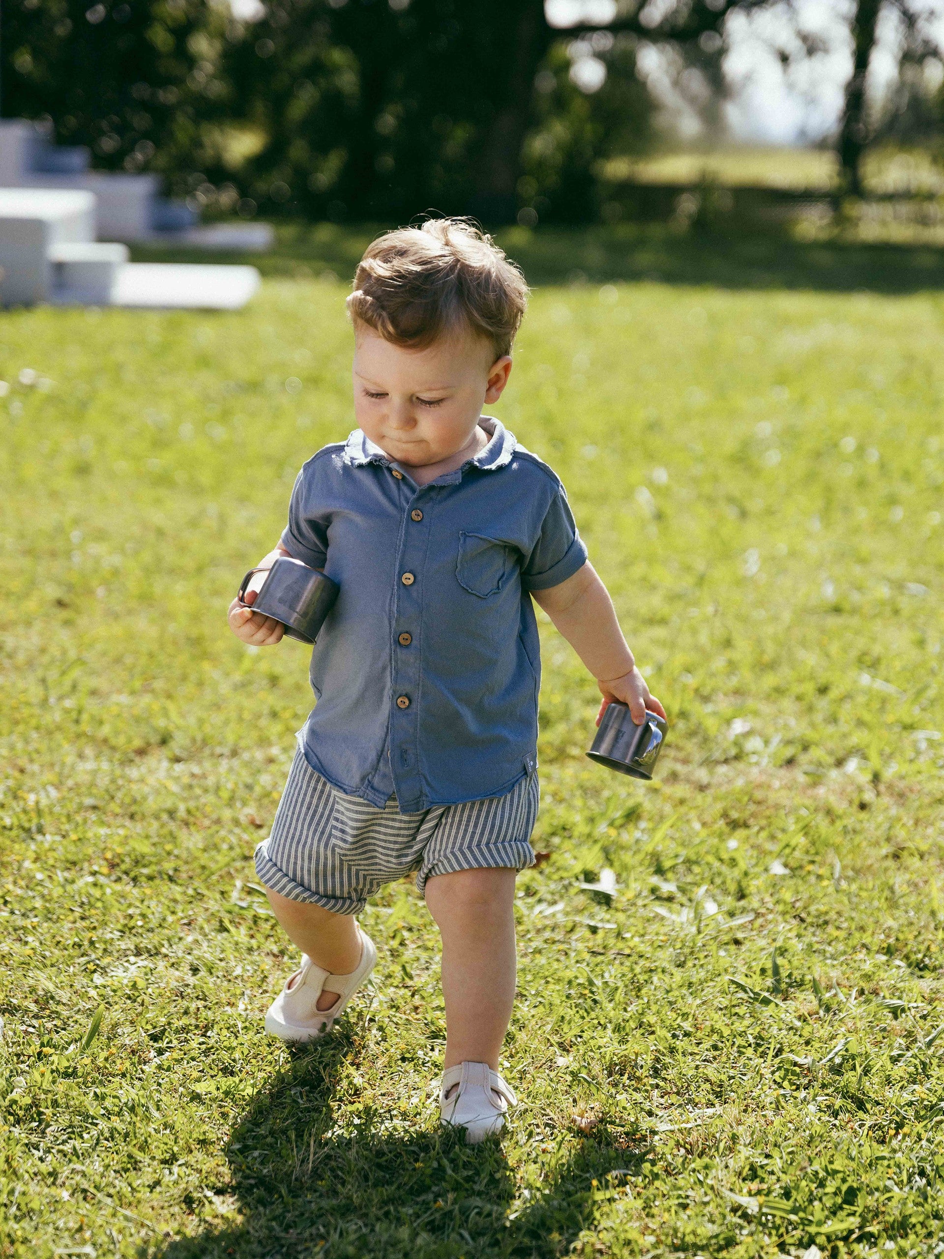 Calções pull-up em tecido de riscas - Snug
