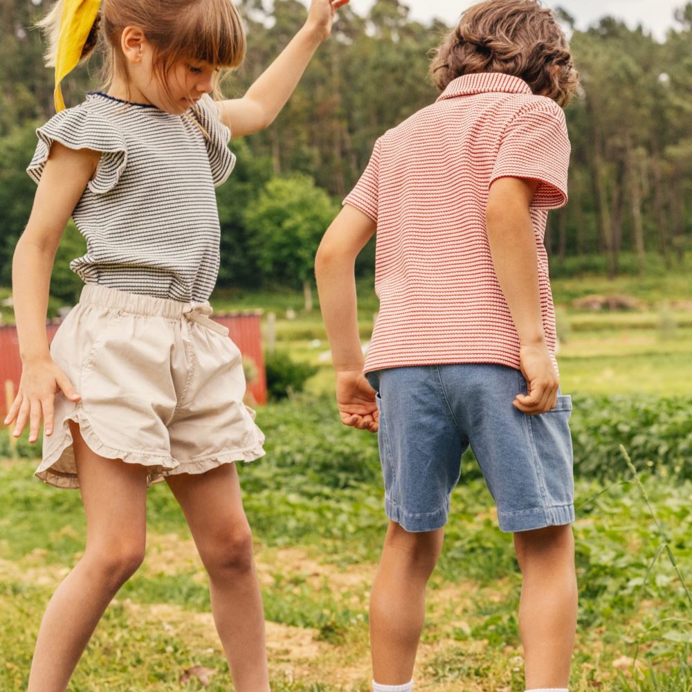 Calções pull-up com detalhe de folho - Laranjinha