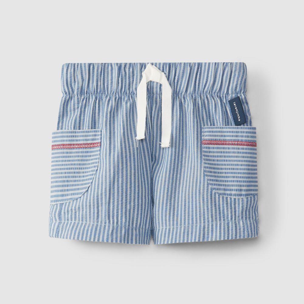 Calções pull-up riscas efeito seersucker - Laranjinha