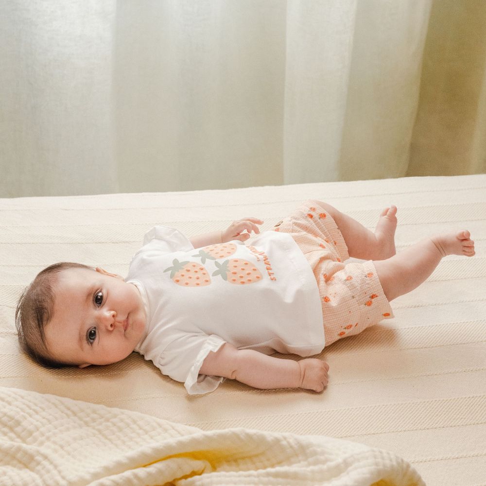 Calções pull-up seersucker estampado - Laranjinha