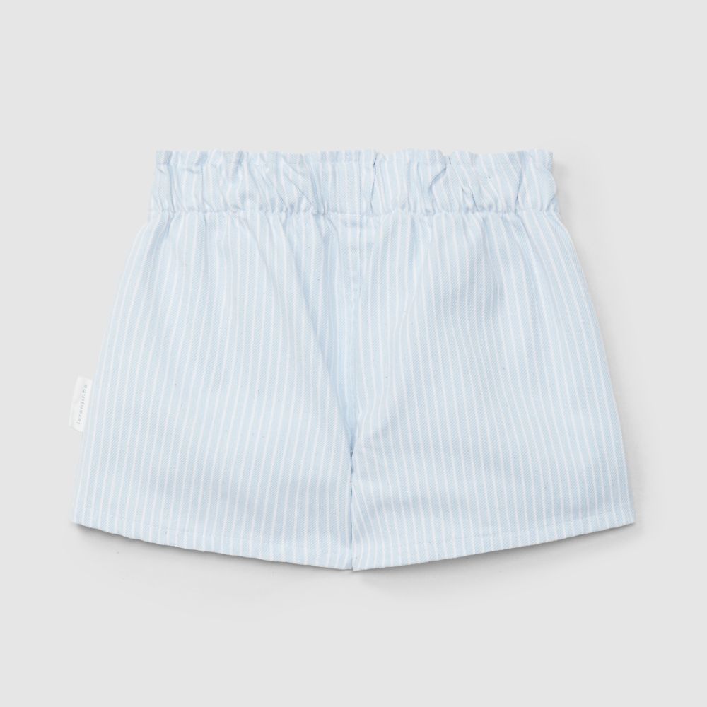 Calções denim de riscas com bolsos - Laranjinha