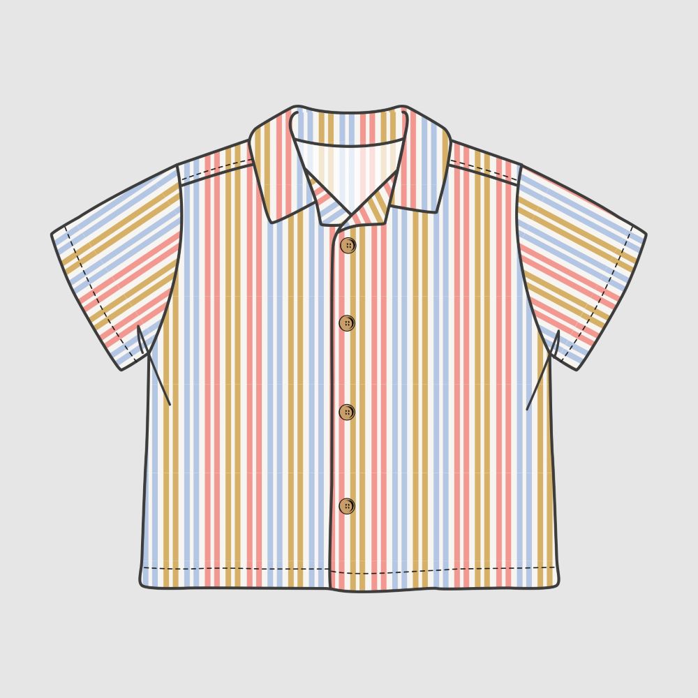 Camisa de riscas manga curta - Laranjinha