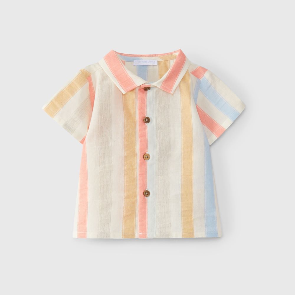 Camisa de riscas manga curta - Laranjinha
