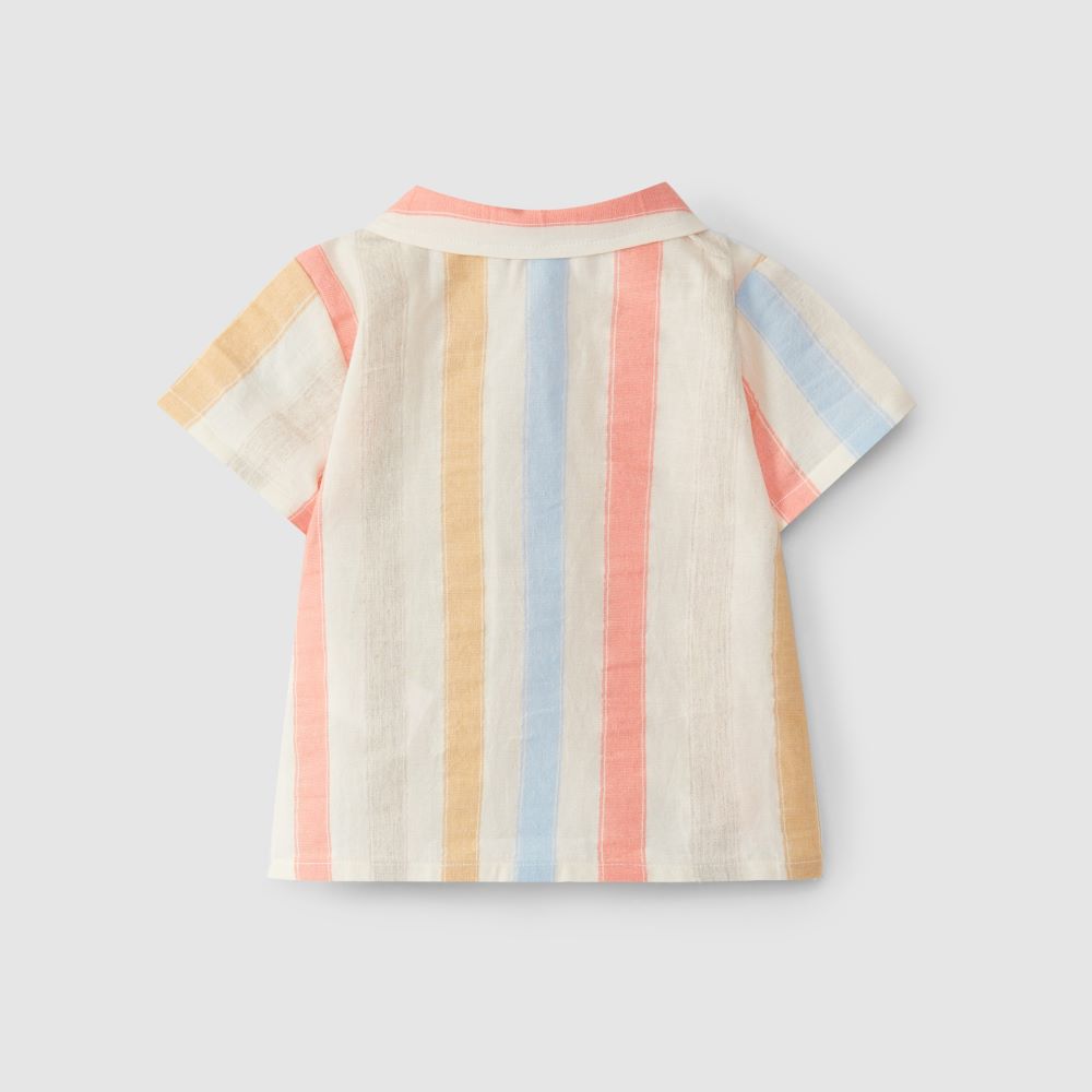 Camisa de riscas manga curta - Laranjinha