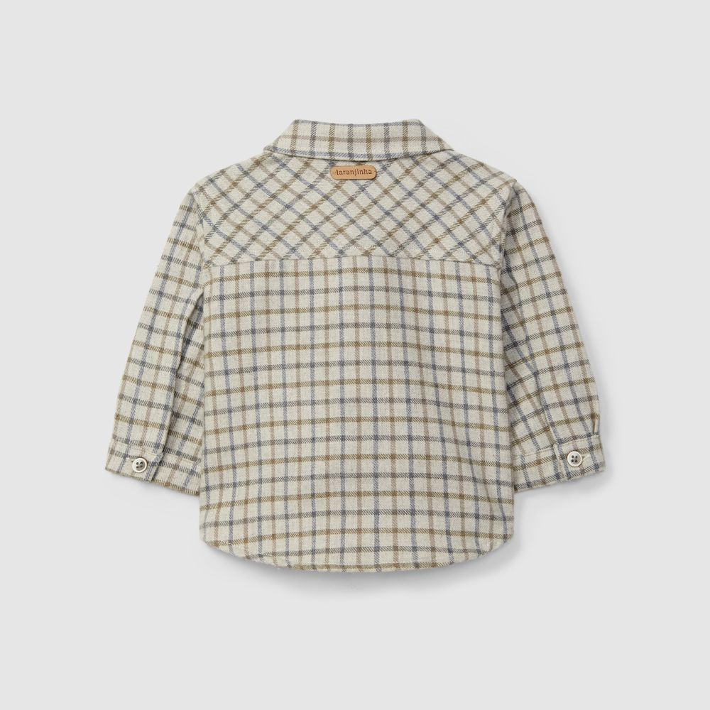 Camisa xadrez algodão orgânico - Laranjinha