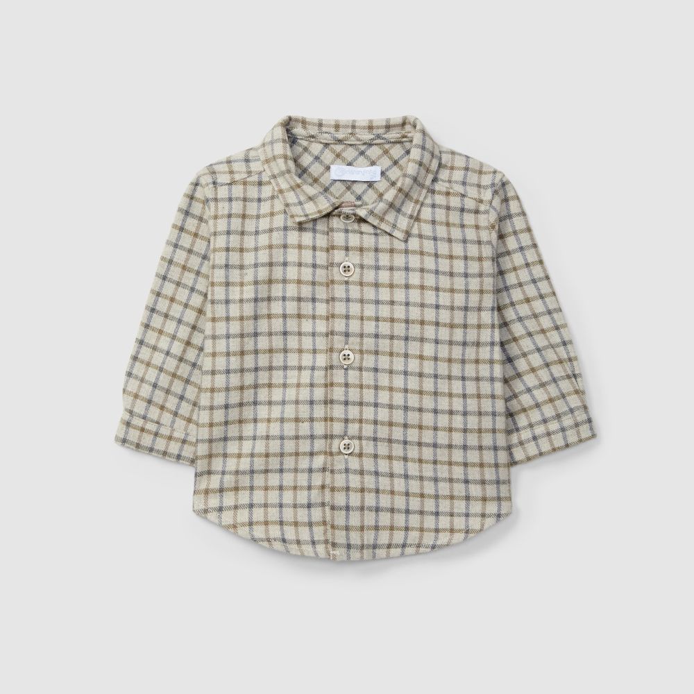 Camisa xadrez algodão orgânico - Laranjinha