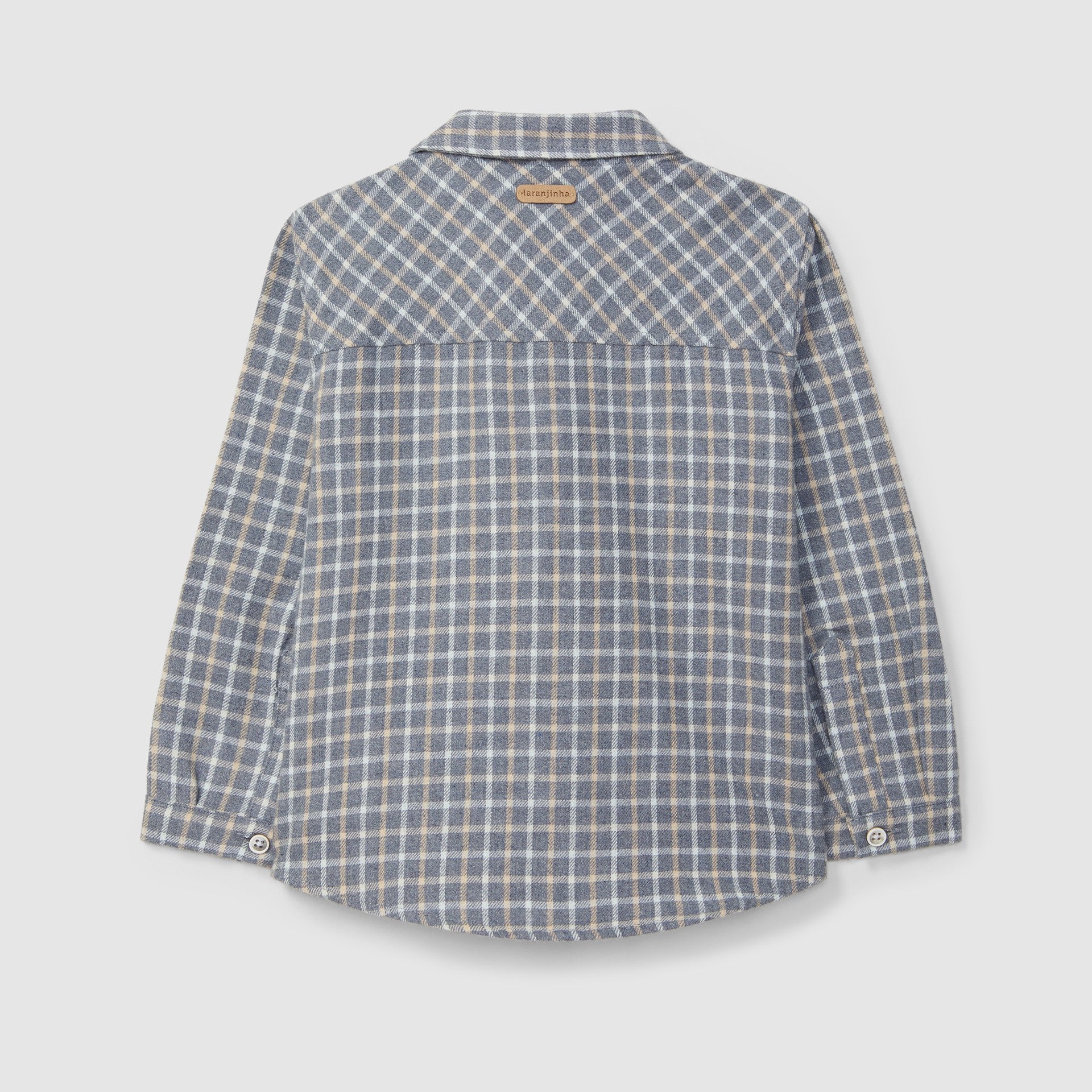 Camisa xadrez azul algodão orgânico - Laranjinha