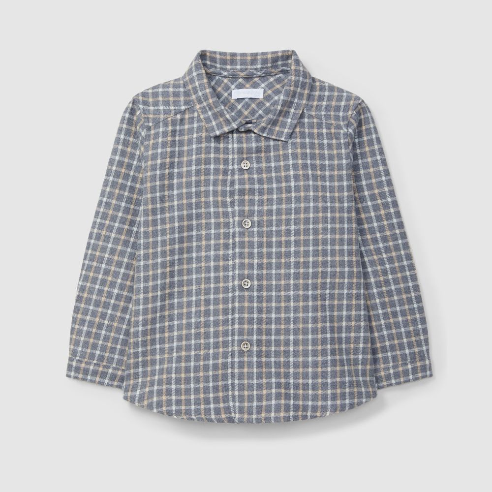 Camisa xadrez azul algodão orgânico - Laranjinha