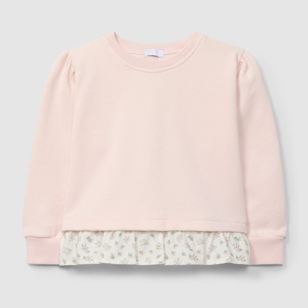 Camisola de felpa com detalhe de folho - Laranjinha