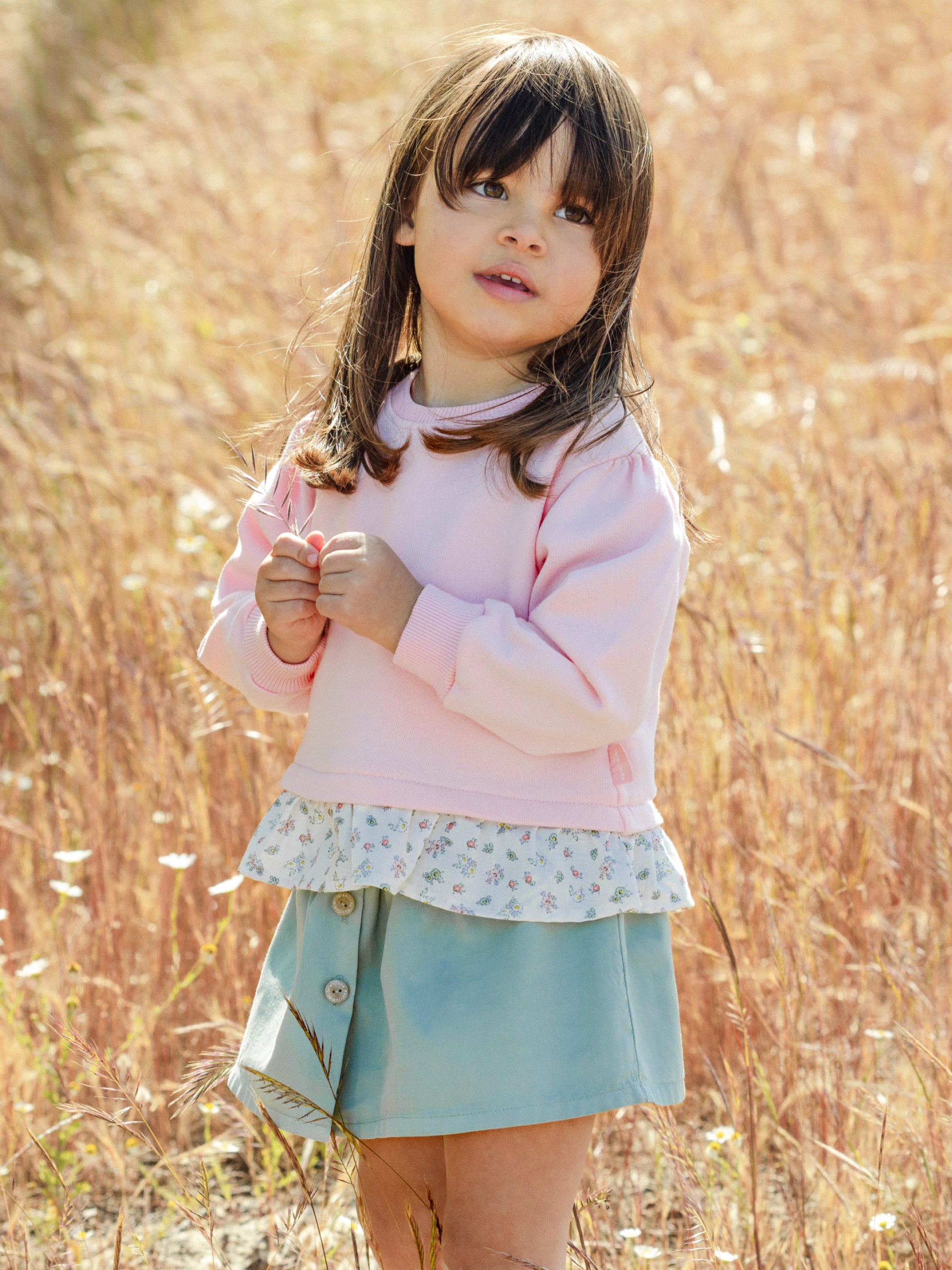 Camisola de felpa com detalhe de folho - Laranjinha