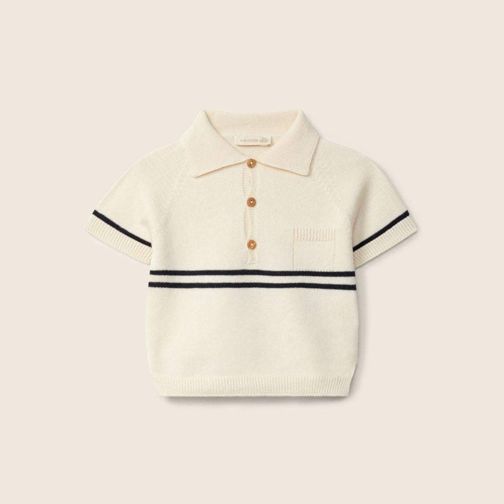 Camisola polo tricotada em algodão orgânico| PLACE IN THE SUN - Wedoble