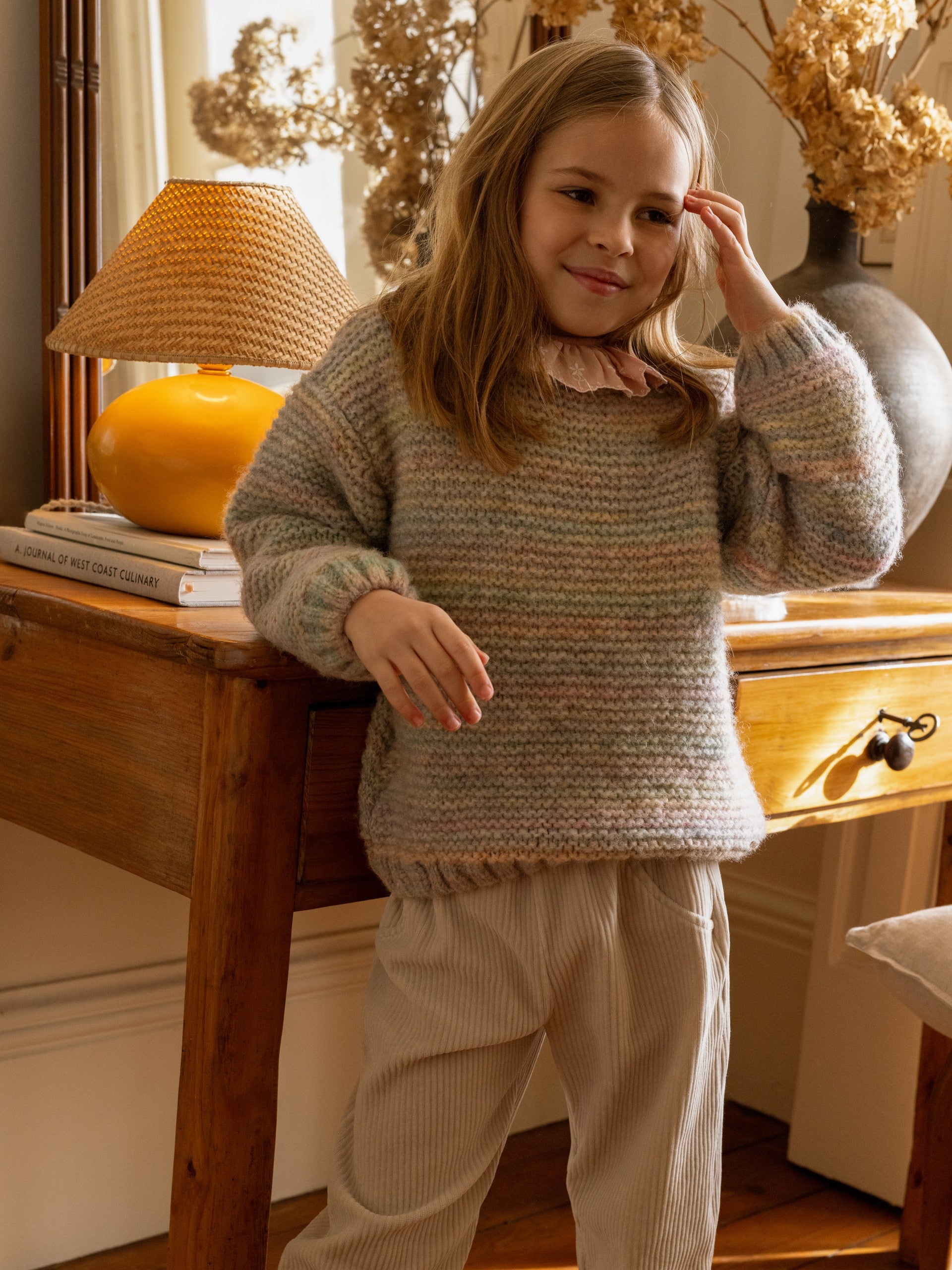 Camisola tricotada decote redondo - Laranjinha