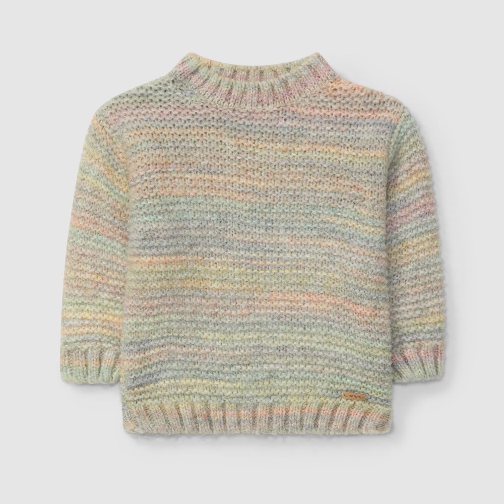 Camisola tricotada decote redondo - Laranjinha