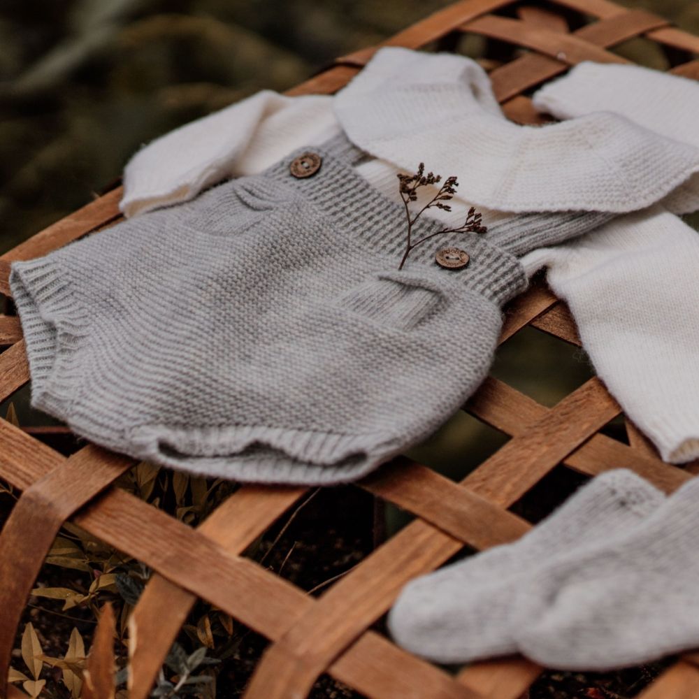 Fofo com alças tricotado em lã merino | SNOWFLAKE - Wedoble