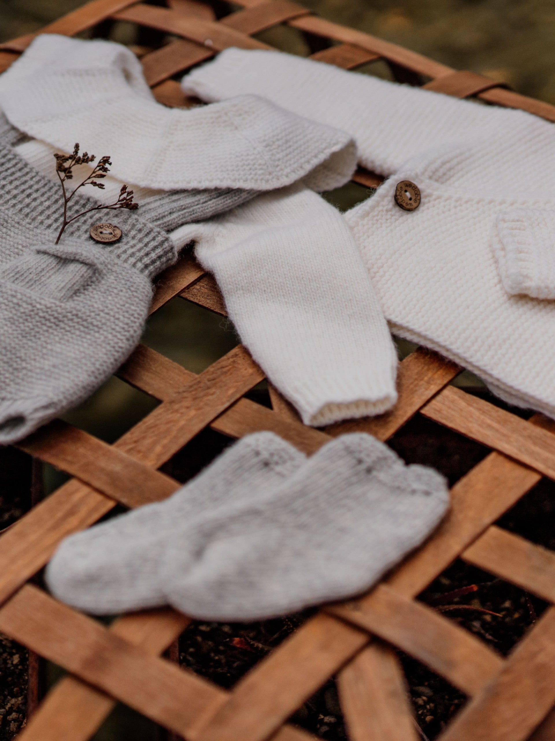 Carapins tricotados em lã merino | SNOWFLAKE - Wedoble