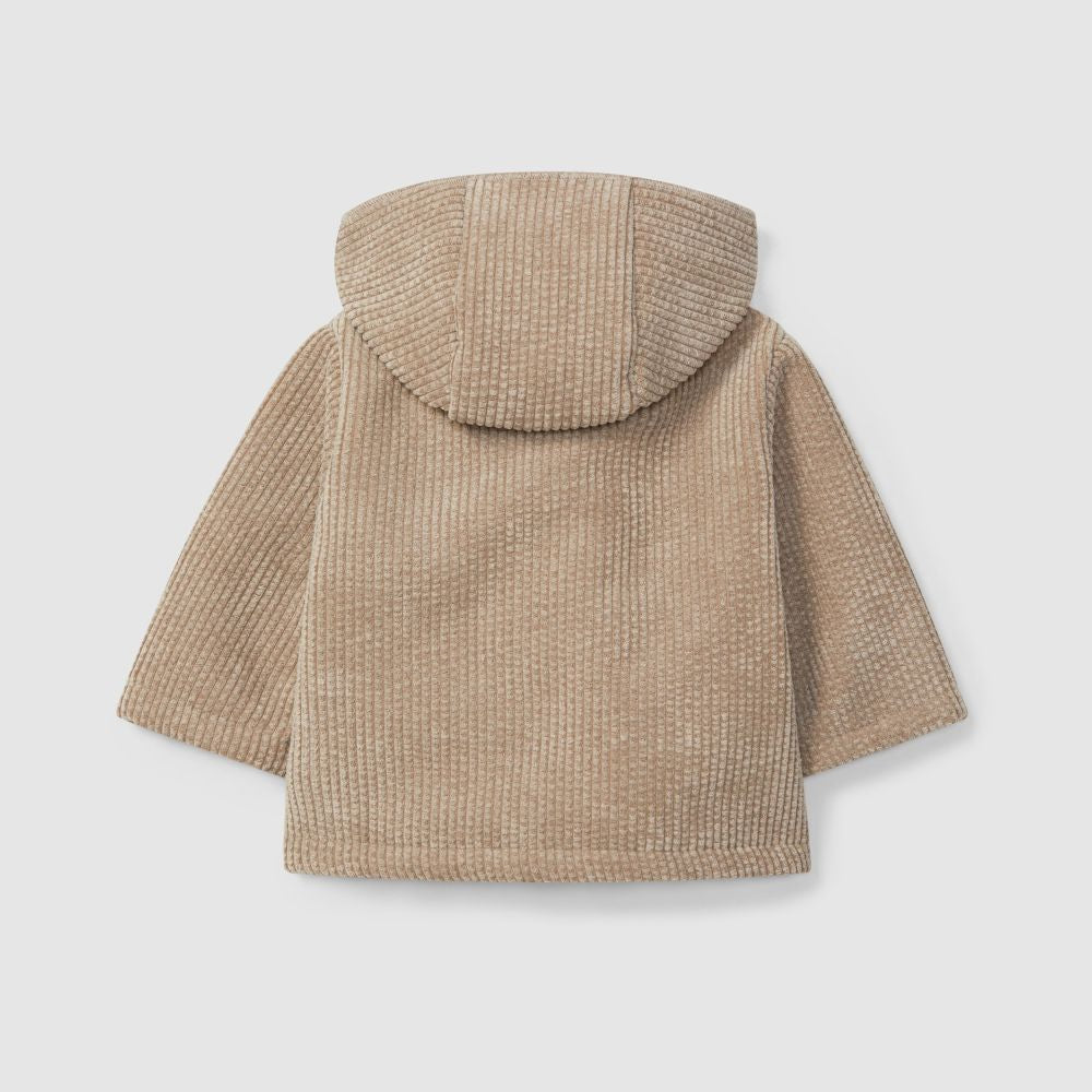 Casaco de capuz em bombazine com pelo - Laranjinha