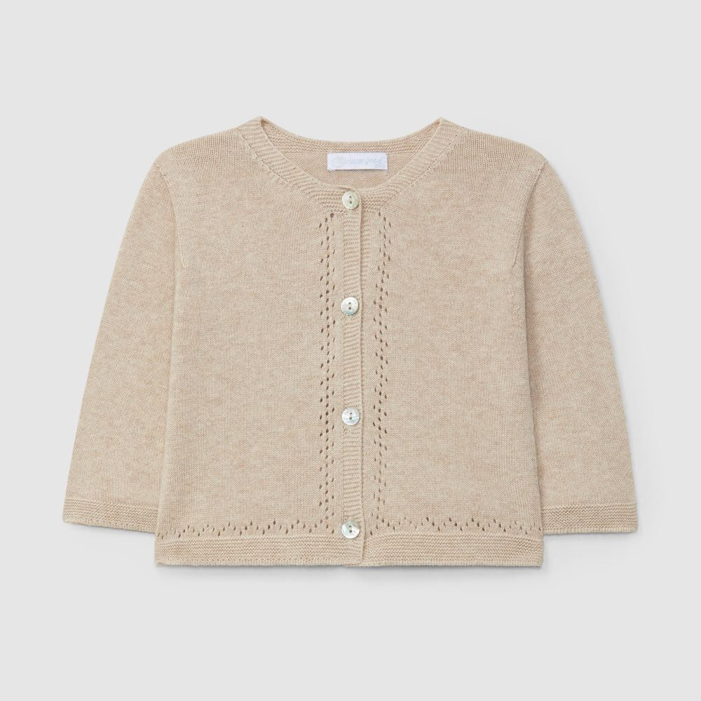 Casaco tricotado com detalhe em ajour - Laranjinha