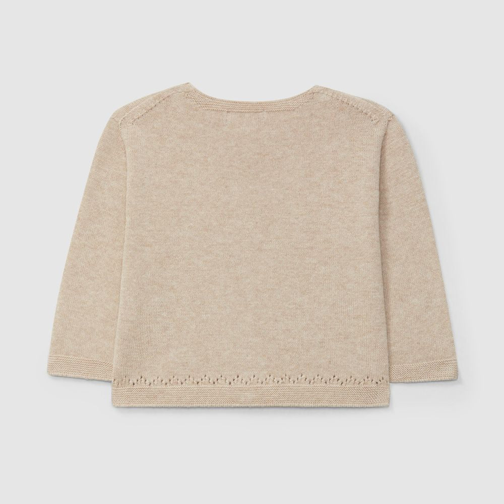 Casaco tricotado com detalhe em ajour - Laranjinha