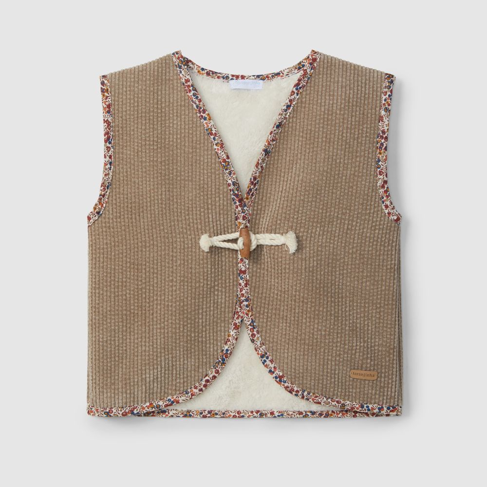 Colete em bombazine com pelo - Laranjinha