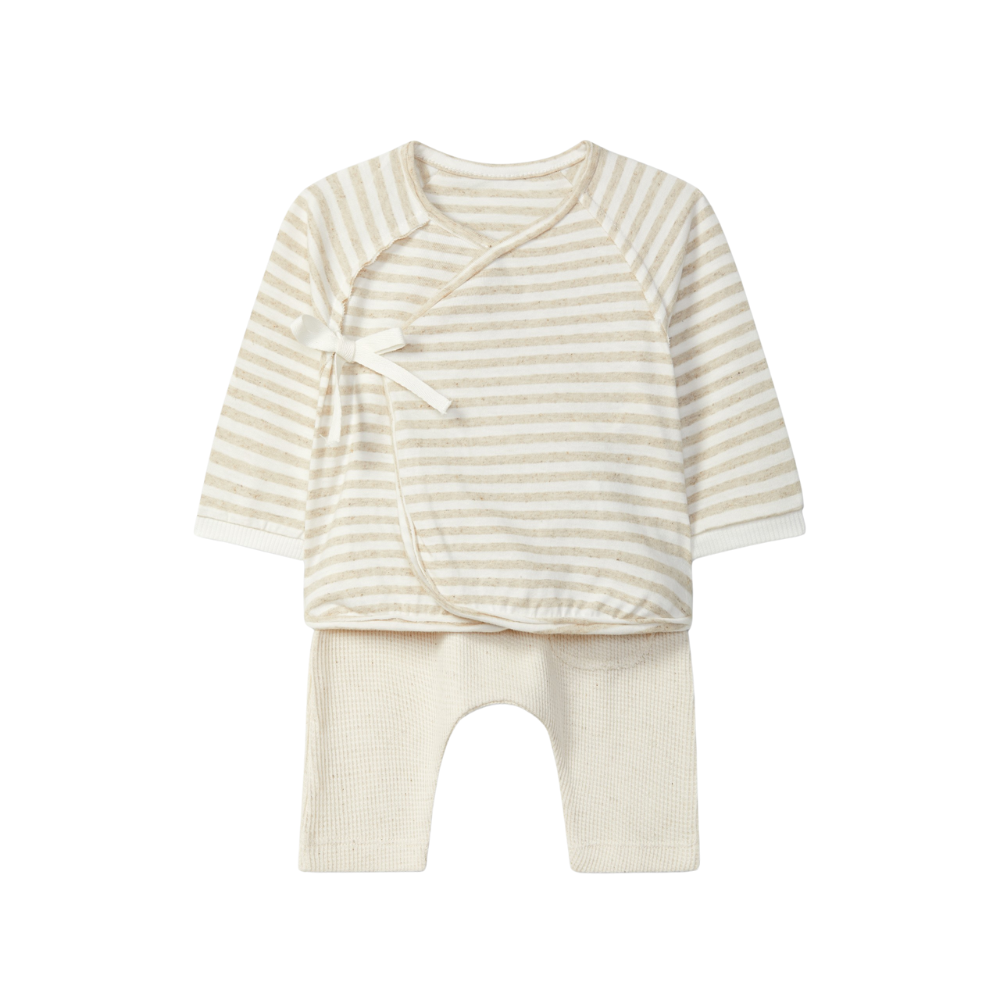 Conjunto de duas peças riscas e malha waffle - Snug