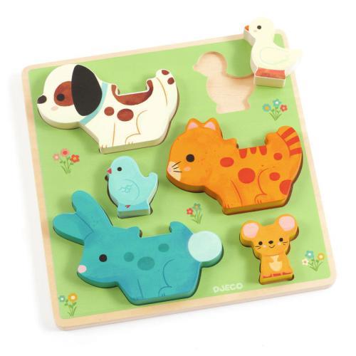 Puzz & Play Friends – Puzzle de Madeira c/ Animais - DJECO