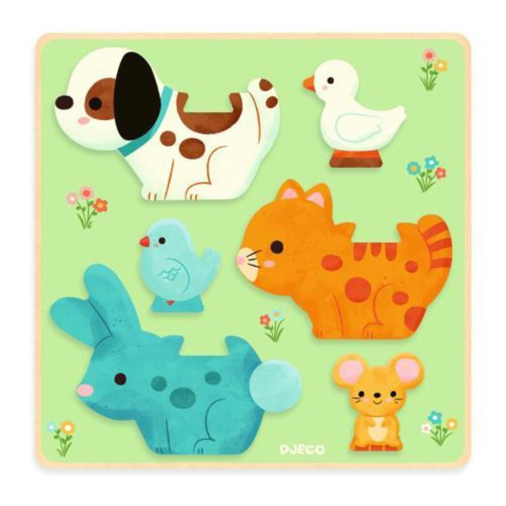 Puzz & Play Friends – Puzzle de Madeira c/ Animais - DJECO