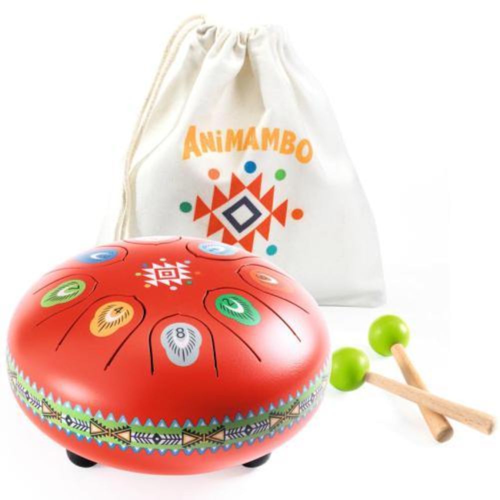 Tambor de Aço Vermelho 8 Notas – Instrumento Musical - DJECO