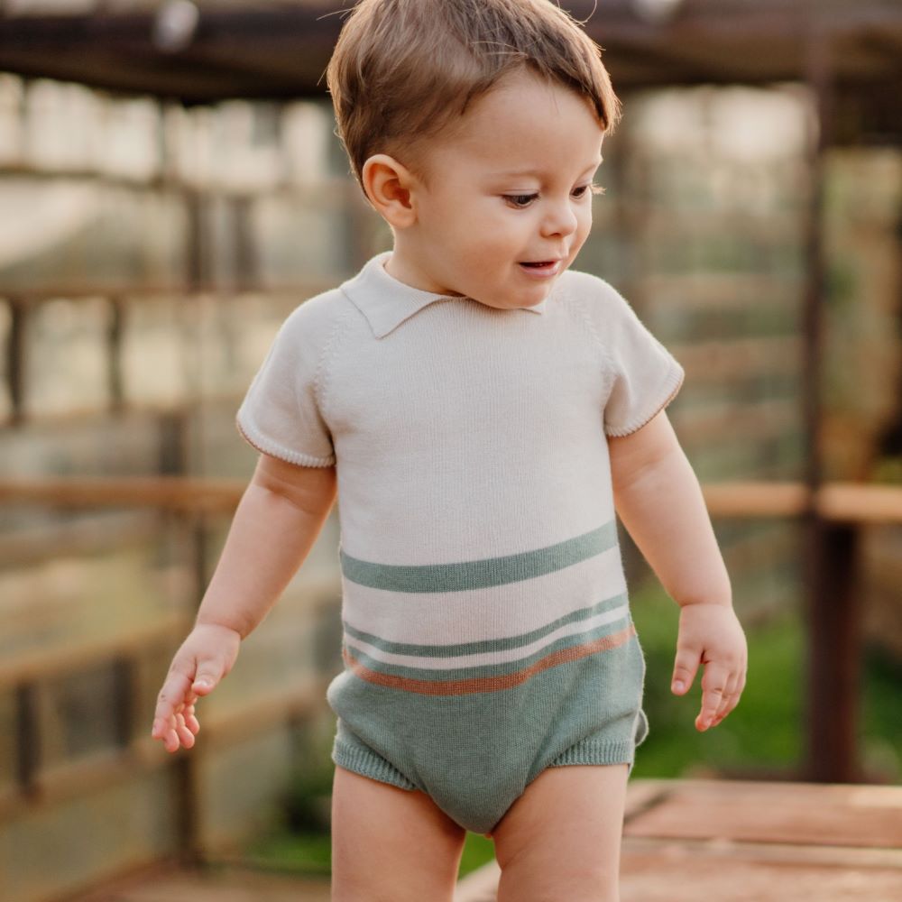 Fofo polo de manga curta tricotado em algodão | OCEAN - Wedoble