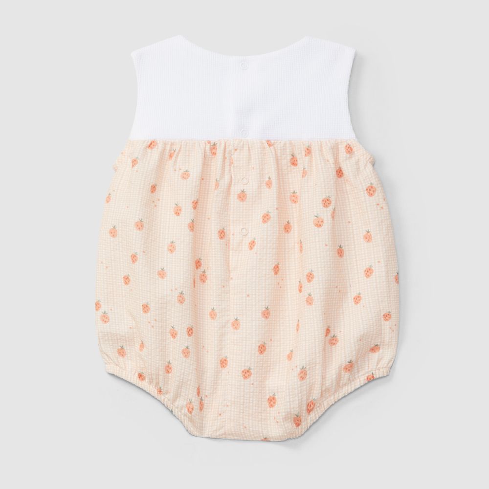 Fofo seersucker estampado e malha waffle - Laranjinha