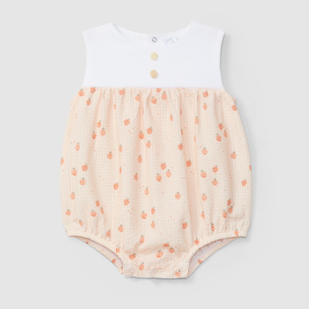 Fofo seersucker estampado e malha waffle - Laranjinha