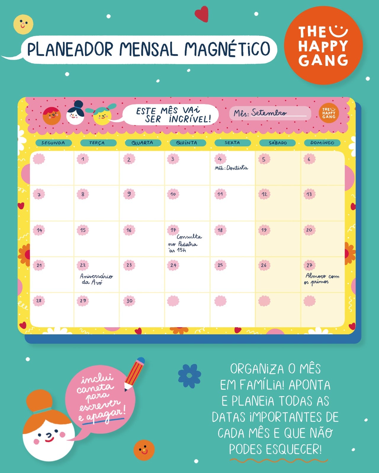 Planeador Mensal Magnético - The Happy Gang