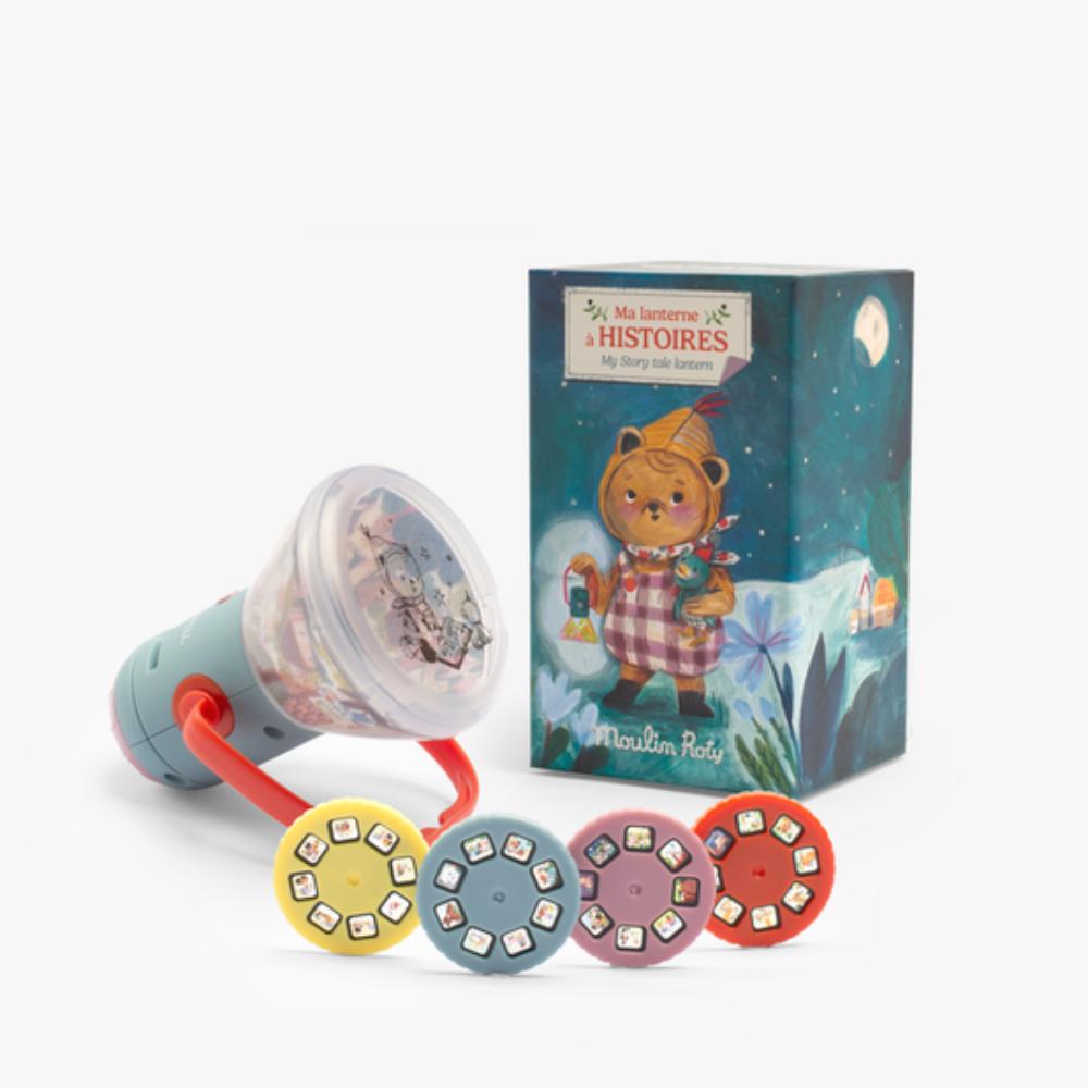 Lanterna 3 em 1 - Projetor de Histórias, Sombras e Luz de Presença - MOULIN ROTY