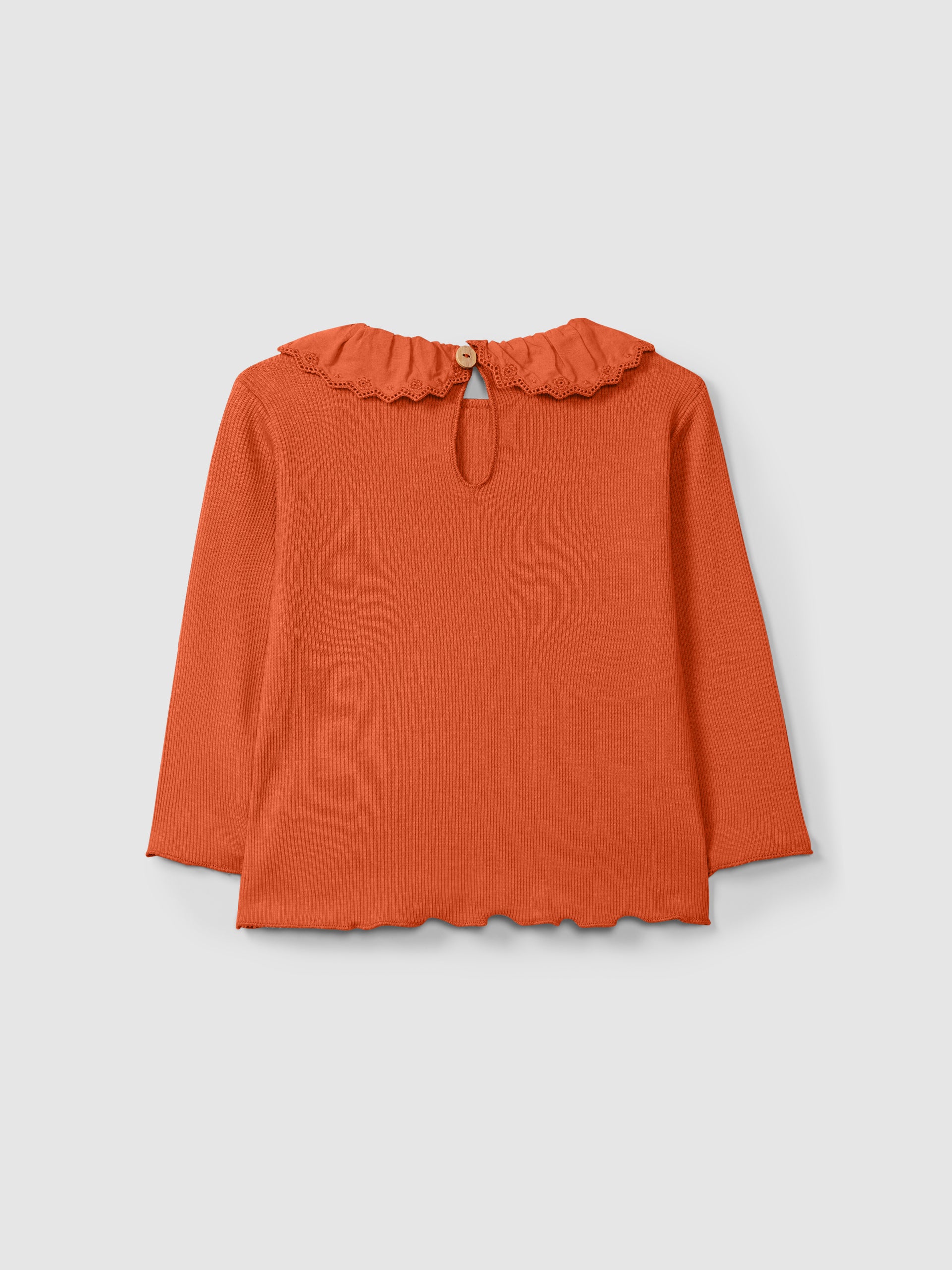 Longsleeve malha canelada com gola de bordado inglês - Snug