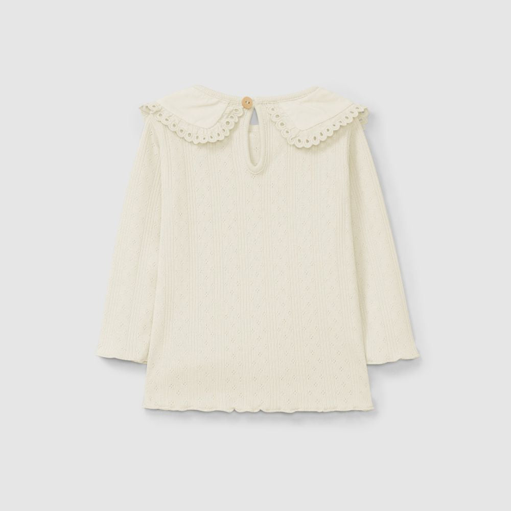 Longsleeve ajour com gola detalhe bordado inglês - Snug