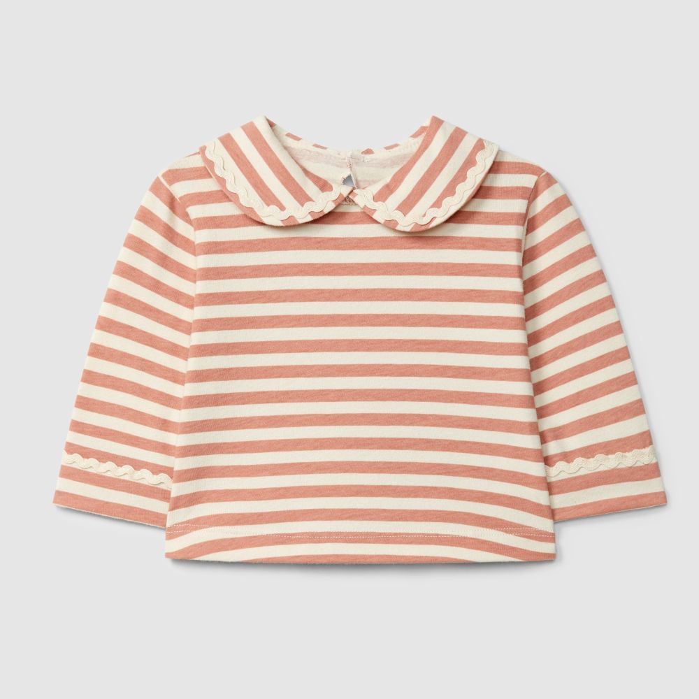 Longsleeve de riscas com detalhe de espiguilha | Rosa - SNUG