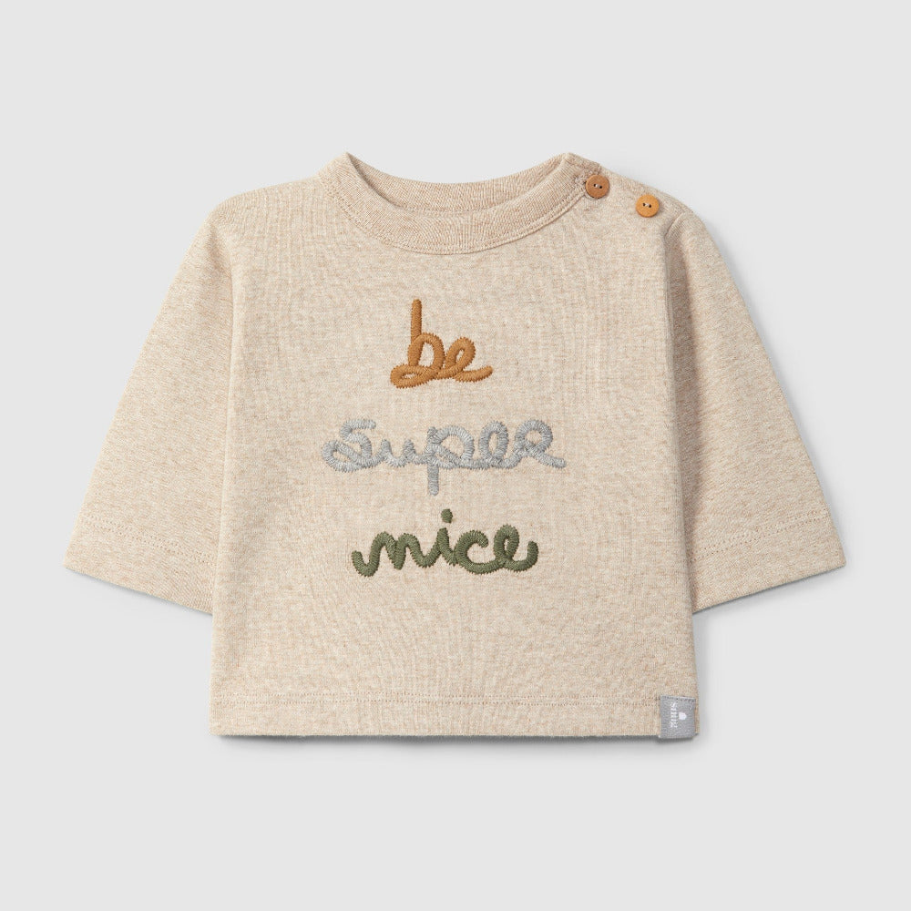 Longsleeve em algodão com bordado 'be super nice' - SNUG