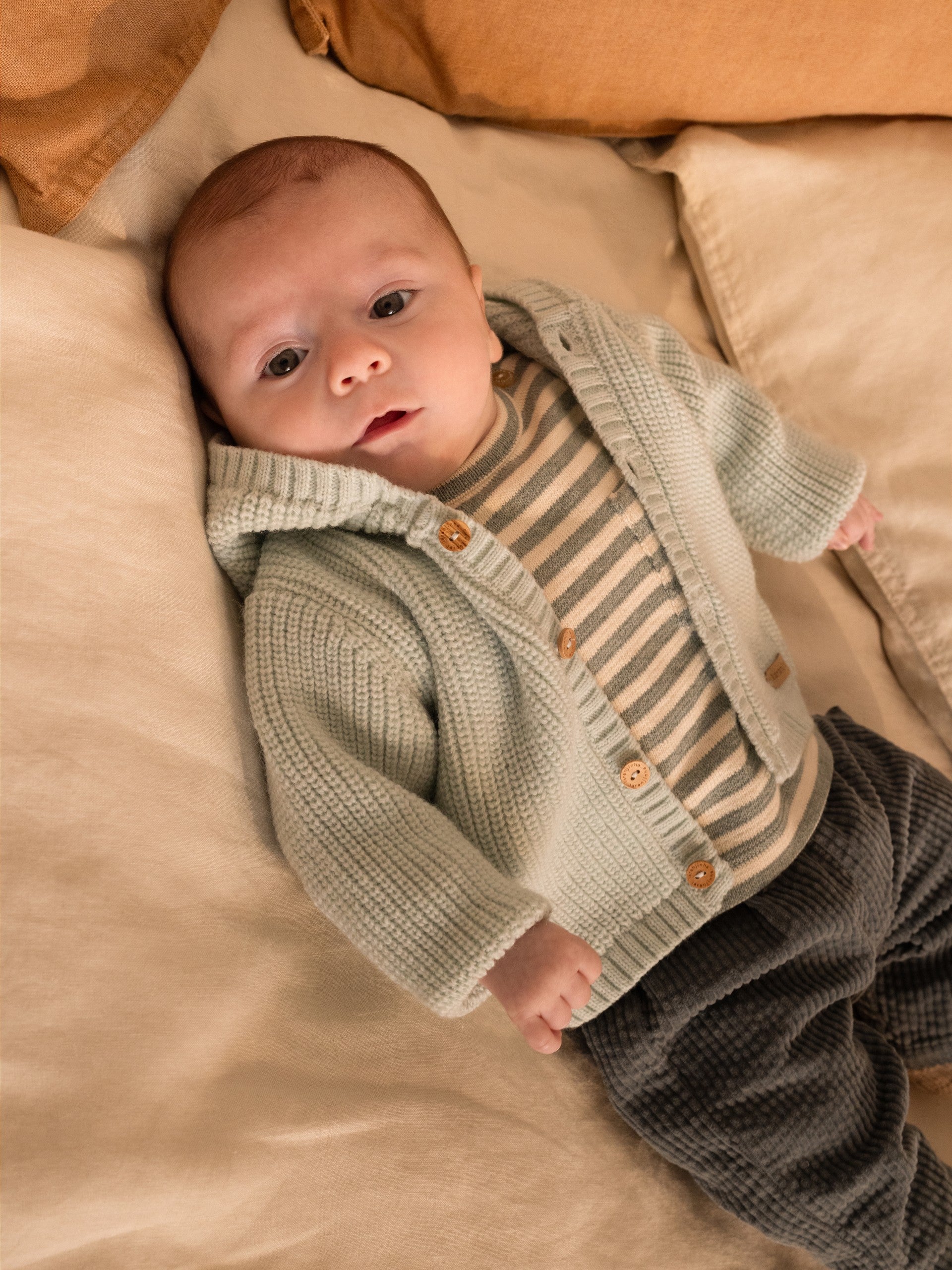 Longsleeve em malha jersey de riscas - Laranjinha