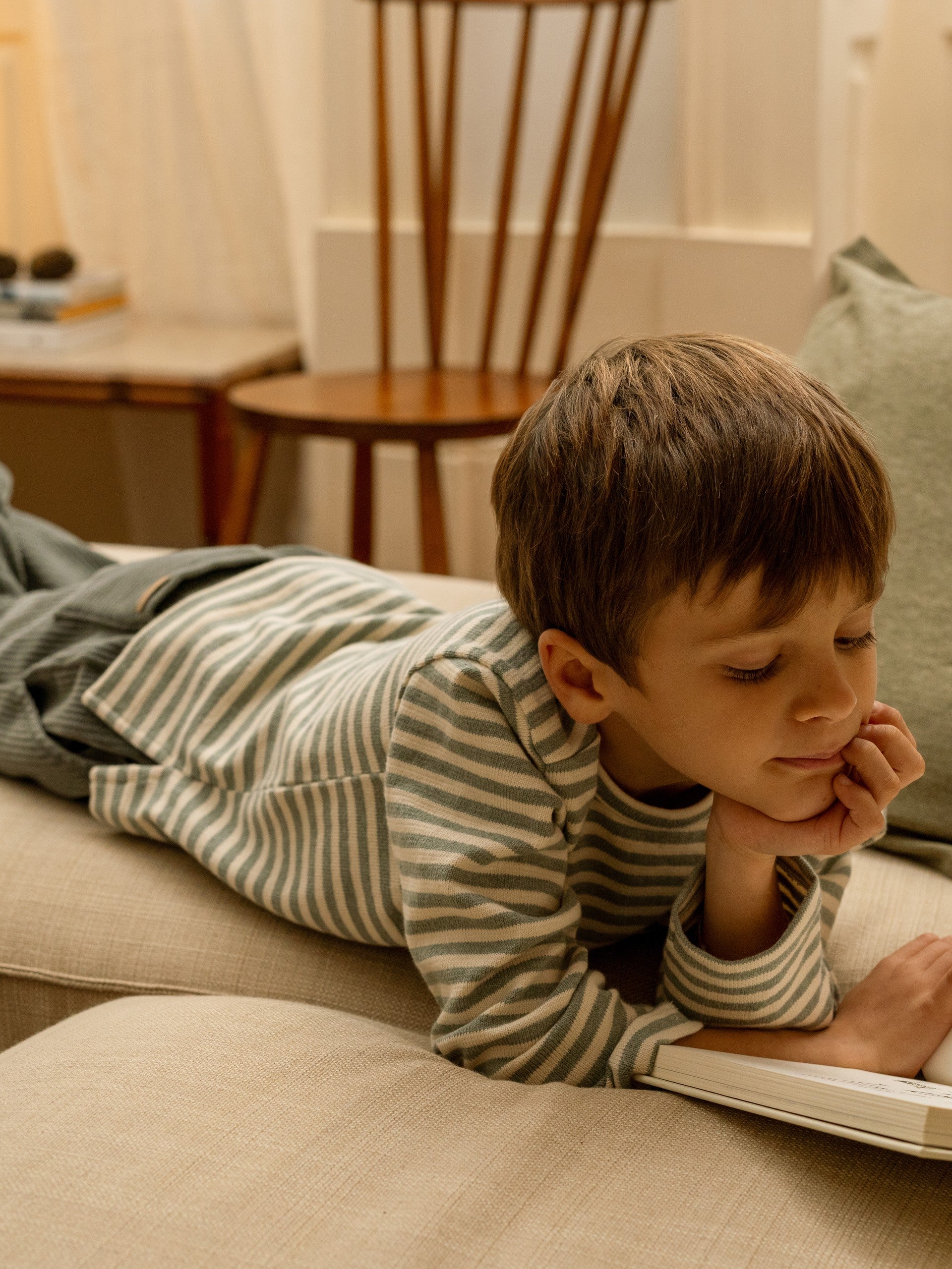 Longsleeve em malha jersey de riscas - Laranjinha